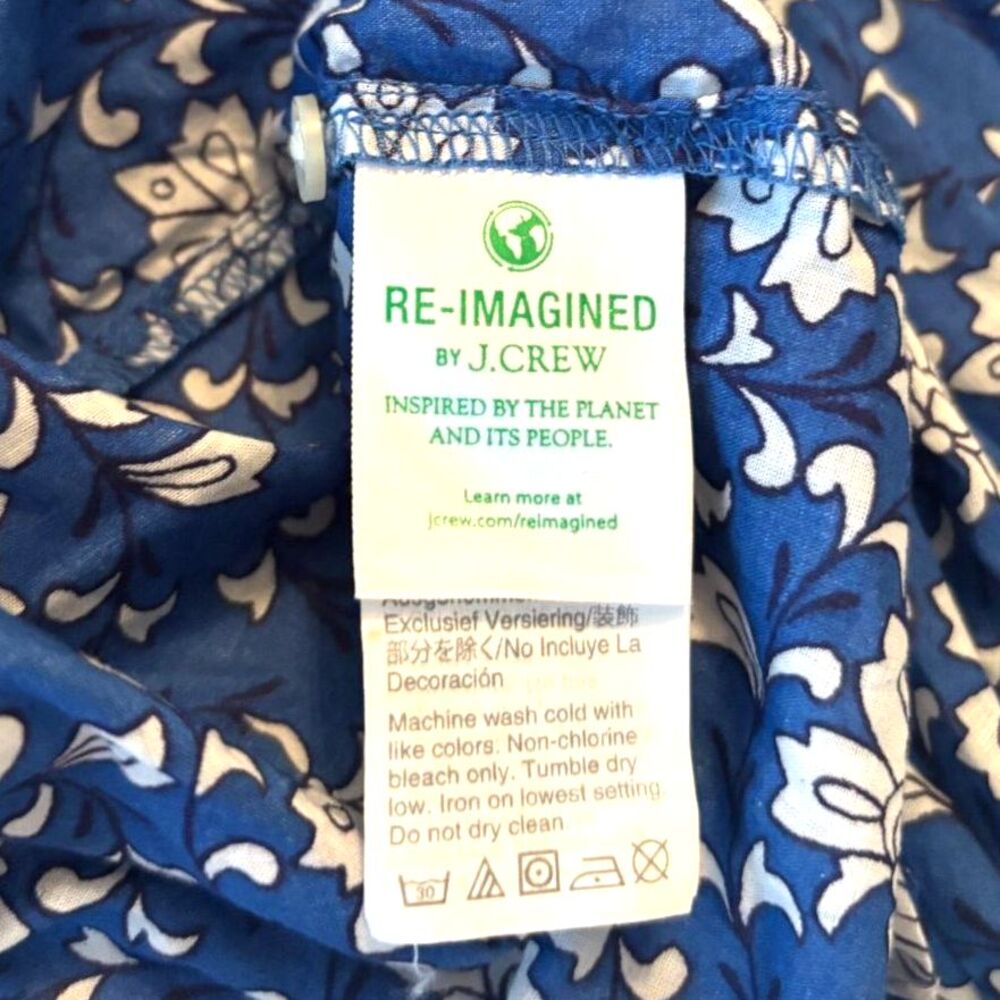 J.Crew Starina Blue White Floral Embroidered Tassel Boho Blouse Top Size XS - Picture 4 of 5